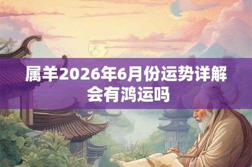 属羊2026年6月份运势详解 会有鸿运吗