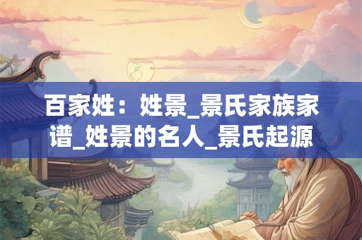 百家姓：姓景_景氏家族家谱_姓景的名人_景氏起源