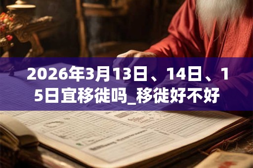 2026年3月13日、14日、15日宜移徙吗_移徙好不好