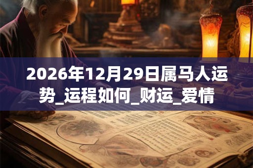 2026年12月29日属马人运势_运程如何_财运_爱情