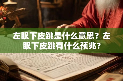 左眼下皮跳是什么意思？左眼下皮跳有什么预兆？