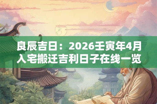 良辰吉日：2026壬寅年4月入宅搬迁吉利日子在线一览