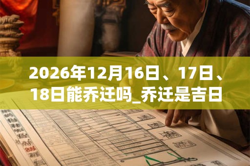 2026年12月16日、17日、18日能乔迁吗_乔迁是吉日吗