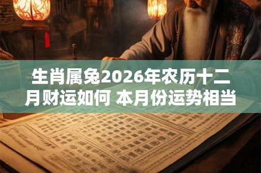 生肖属兔2026年农历十二月财运如何 本月份运势相当稳定