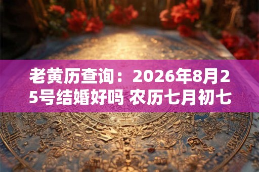 老黄历查询:2026年8月25号结婚好吗 农历七月初七宜嫁娶吗 老黄历查询:2026年8月25号结婚好吗 农历七月初七宜嫁娶吗