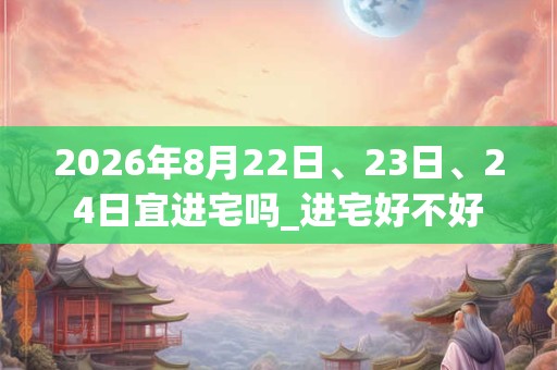 2026年8月22日、23日、24日宜进宅吗_进宅好不好