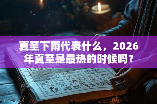 夏至下雨代表什么，2026年夏至是最热的时候吗？