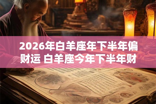 2026年白羊座年下半年偏财运 白羊座今年下半年财运表现