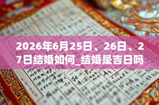 2026年6月25日、26日、27日结婚如何_结婚是吉日吗
