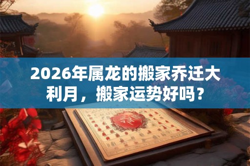 2026年属龙的搬家乔迁大利月，搬家运势好吗？