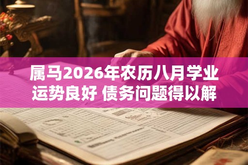 属马2026年农历八月学业运势良好 债务问题得以解决
