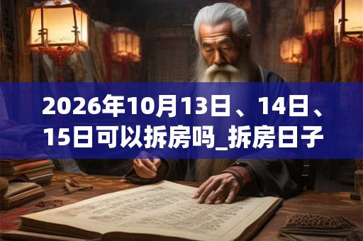2026年10月13日、14日、15日可以拆房吗_拆房日子好吗