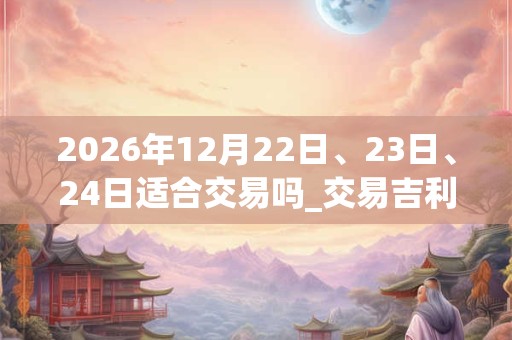 2026年12月22日、23日、24日适合交易吗_交易吉利吗