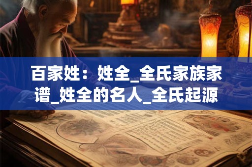 百家姓：姓全_全氏家族家谱_姓全的名人_全氏起源