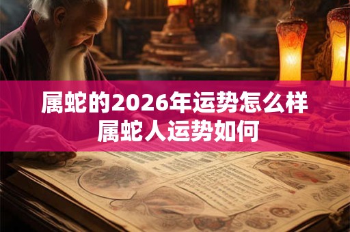 属蛇的2026年运势怎么样 属蛇人运势如何 属蛇的2026年运势怎么样 属蛇人运势如何