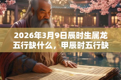 2026年3月9日辰时生属龙五行缺什么，甲辰时五行缺什么