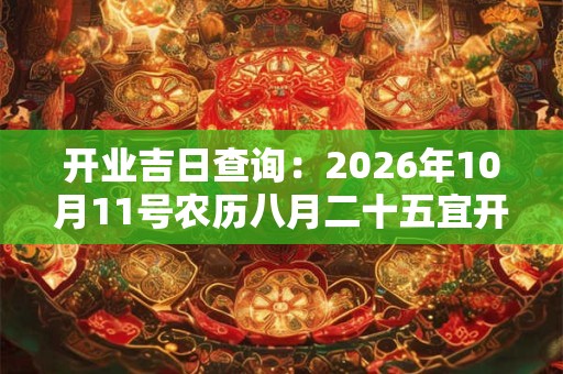 开业吉日查询:2026年10月11号农历八月二十五宜开业吗 开业吉日查询:2026年10月11号农历八月二十五宜开业吗