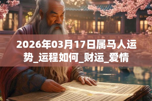 2026年03月17日属马人运势_运程如何_财运_爱情 2026年03月17日属马人运势_运程如何_财运_爱情