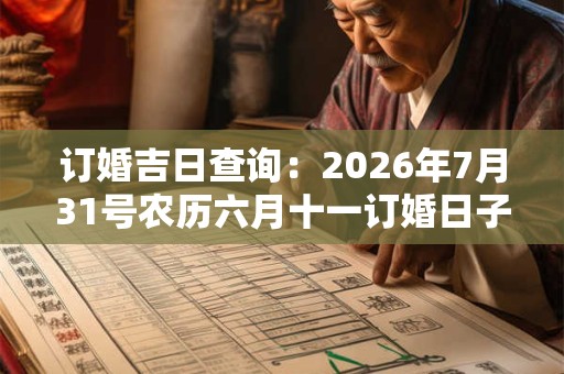 订婚吉日查询：2026年7月31号农历六月十一订婚日子好吗
