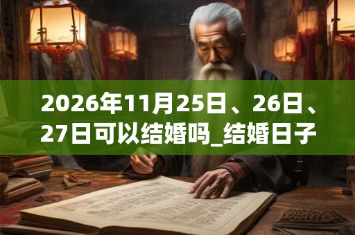 2026年11月25日、26日、27日可以结婚吗_结婚日子好吗