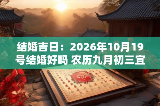 结婚吉日:2026年10月19号结婚好吗 农历九月初三宜嫁娶吗 结婚吉日:2026年10月19号结婚好吗 农历九月初三宜嫁娶吗