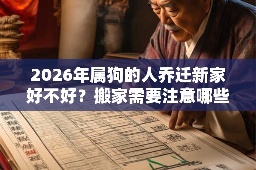 2026年属狗的人乔迁新家好不好？搬家需要注意哪些事情