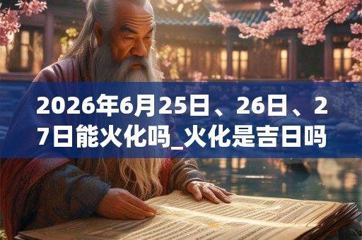 2026年6月25日、26日、27日能火化吗_火化是吉日吗