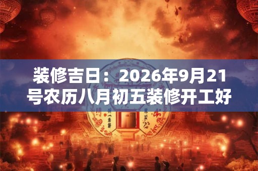 装修吉日：2026年9月21号农历八月初五装修开工好吗