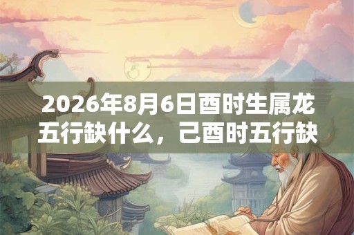 2026年8月6日酉时生属龙五行缺什么，己酉时五行缺什么