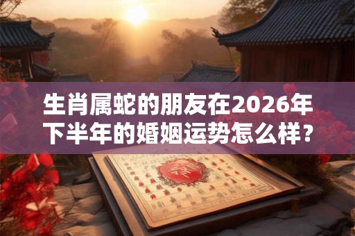 生肖属蛇的朋友在2026年下半年的婚姻运势怎么样？