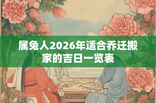 属兔人2026年适合乔迁搬家的吉日一览表