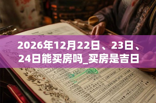 2026年12月22日、23日、24日能买房吗_买房是吉日吗