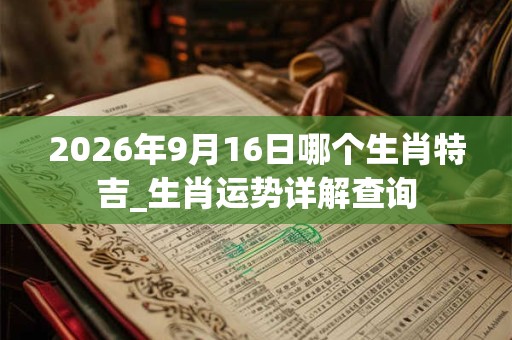 2026年9月16日哪个生肖特吉_生肖运势详解查询