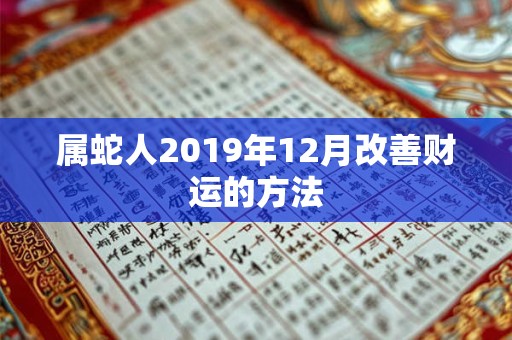 属蛇人2019年12月改善财运的方法