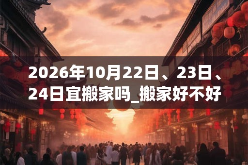 2026年10月22日、23日、24日宜搬家吗_搬家好不好