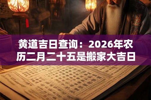 黄道吉日查询:2026年农历二月二十五是搬家大吉日子吗 黄道吉日查询:2026年农历二月二十五是搬家大吉日子吗