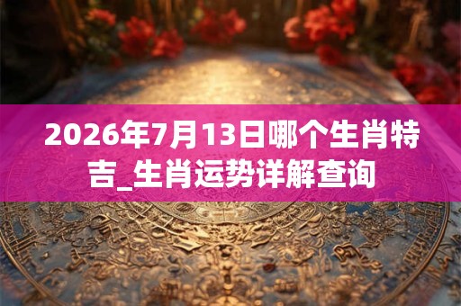2026年7月13日哪个生肖特吉_生肖运势详解查询 2026年7月13日哪个生肖特吉_生肖运势详解查询