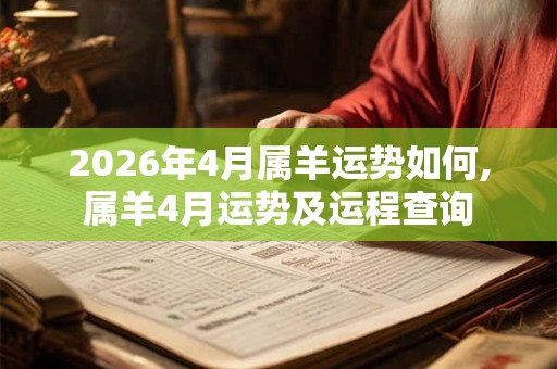 2026年4月属羊运势如何,属羊4月运势及运程查询 2026年4月属羊运势如何,属羊4月运势及运程查询