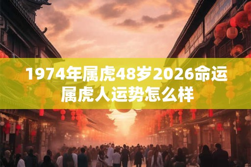 1974年属虎48岁2026命运 属虎人运势怎么样
