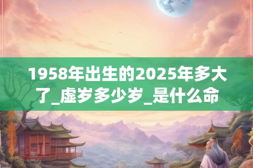 1958年出生的2025年多大了_虚岁多少岁_是什么命 1958年出生的2025年多大了_虚岁多少岁_是什么命