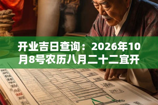 开业吉日查询：2026年10月8号农历八月二十二宜开业吗