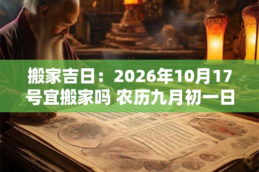 搬家吉日：2026年10月17号宜搬家吗 农历九月初一日子好吗