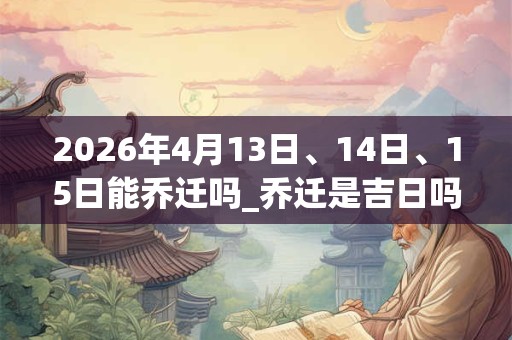 2026年4月13日、14日、15日能乔迁吗_乔迁是吉日吗