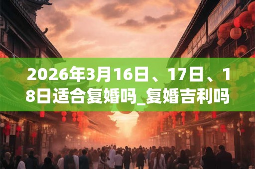 2026年3月16日、17日、18日适合复婚吗_复婚吉利吗