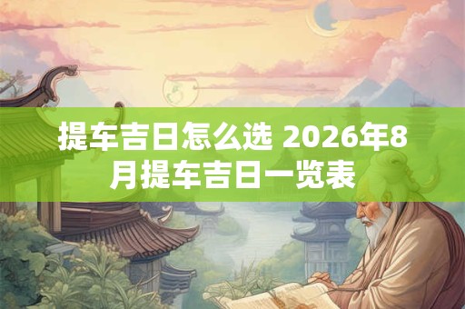 提车吉日怎么选 2026年8月提车吉日一览表