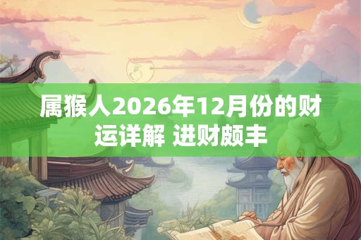 属猴人2026年12月份的财运详解 进财颇丰