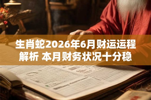 生肖蛇2026年6月财运运程解析 本月财务状况十分稳定
