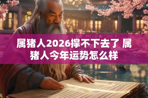 属猪人2026撑不下去了 属猪人今年运势怎么样 属猪人2026撑不下去了 属猪人今年运势怎么样