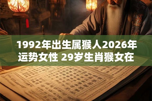 1992年出生属猴人2026年运势女性 29岁生肖猴女在2026年运气如何