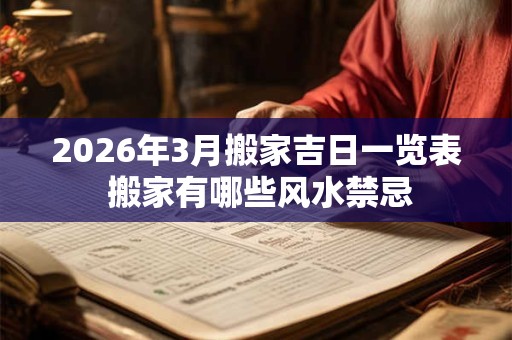 2026年3月搬家吉日一览表 搬家有哪些风水禁忌